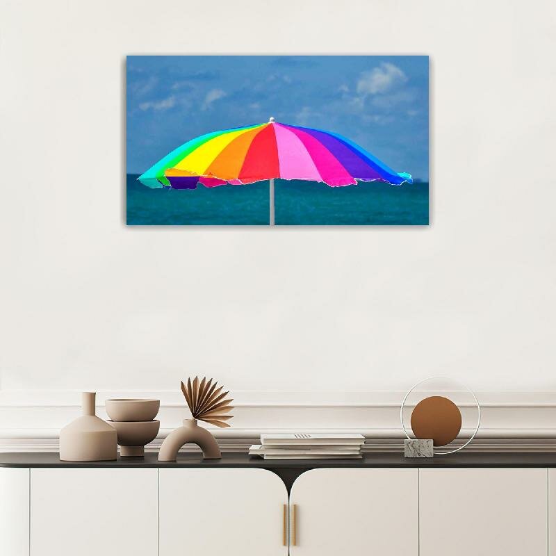 Картина на холсте 60x110 Альянс Лес "Большой разноцветный пляжный" на подрамнике / интерьер/ декор