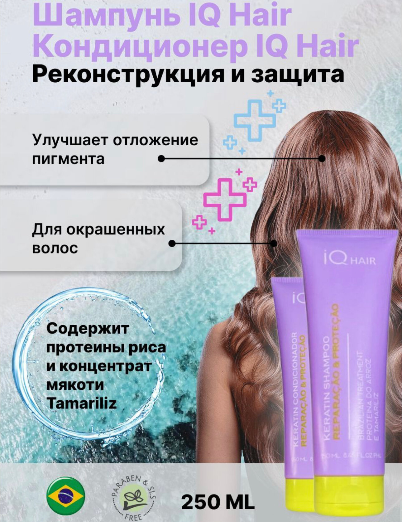 IQ Hair Шампунь + Кондиционер реконструкция и защита 250ml