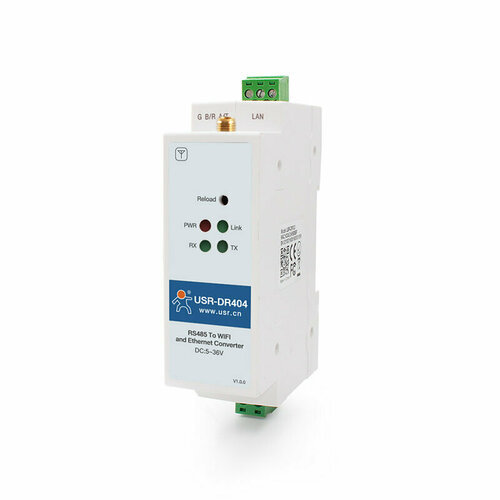 Преобразователь интерфейсов USR IoT USR-DR404 RS485/Ethernet/Wi-Fi на DIN-рейку ttl uart ethernet модуль usr iot usr tcp232 s2