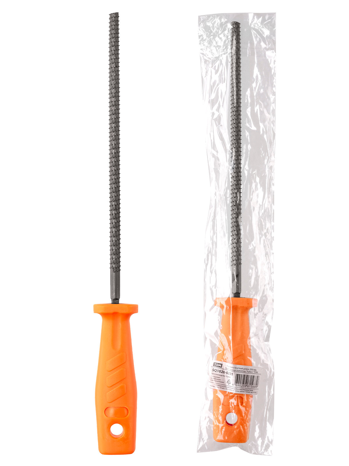 фото Рашпиль круглый длина 200 мм, пластиковая рукоятка Рубин TDM SQ1026-0231