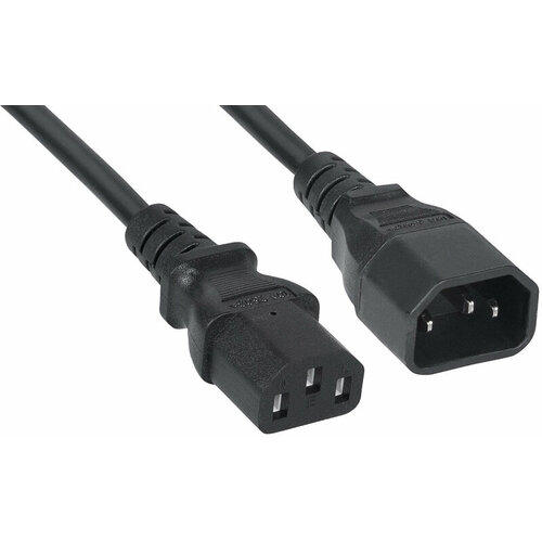 Кабель питания Filum FL-PC-C13/C14-C1-0.5-B K ПВС-АП 3x1.0 С13 - C14, 220/250В, 10А, чёрный, 0.5м