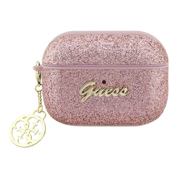 Guess Чехол Guess Glitter flakes Metal logo with Heart charm для Airpods Pro 2 (2022), розовый