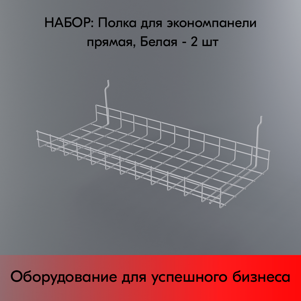 Набор Полка для экономпанели прямая 50x600x250 мм, RAL9016 Белый - 2 шт