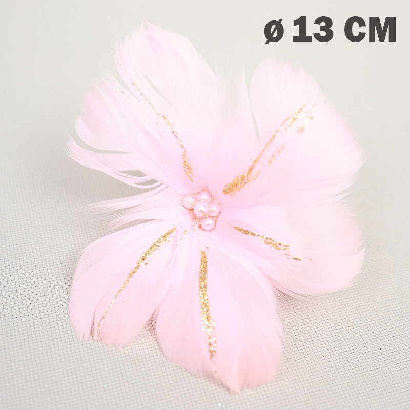 Цветок искусственный декоративный новогодний d 13 см цвет розовый
