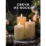Набор из 3-х свечей светодиодных из воска с пультом управления / свеча декоративная интерьерная на новый год - изображение