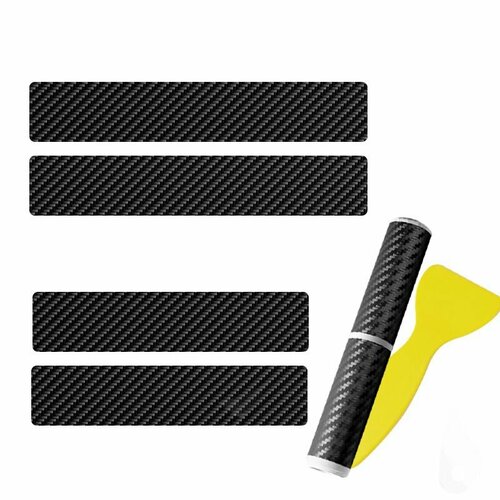 Защитная пленка для порогов автомобиля, комплект 4шт, черная. автомобильные аксессуары виниловая упаковка набор инструментов для пинга пленка из углеродного волокна наклейки скребок набор ножей о
