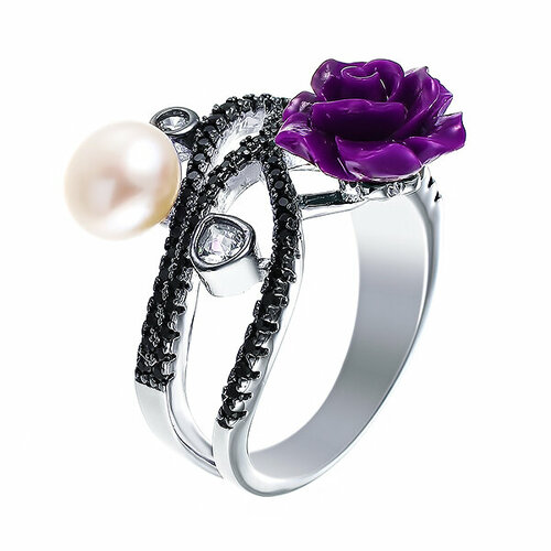 фото Кольцо element47, серебро, 925 проба, фианит, размер 16.5