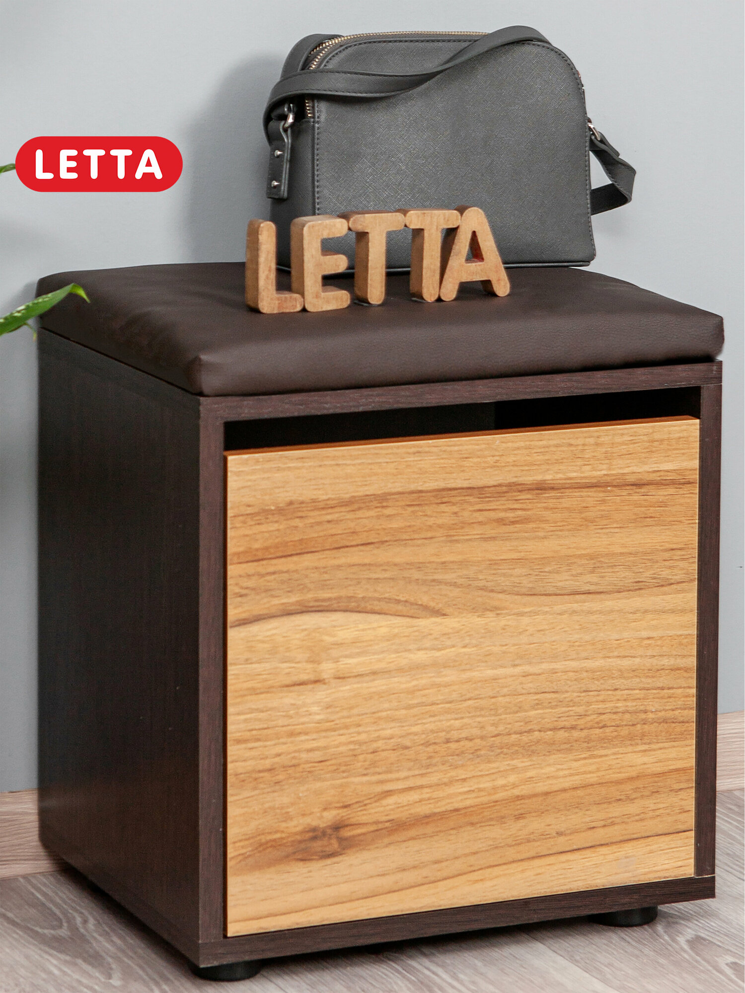 фото Обувница в прихожую, полка для обуви, банкетка с сиденьем Мальта Лайт Венге/Орех 380х425х300