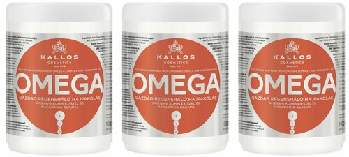 Kallos Cosmetics Маска для волос Восстанавливающая, с комплексом Omega-3 и маслом макадамии, 1000 мл, 3 шт