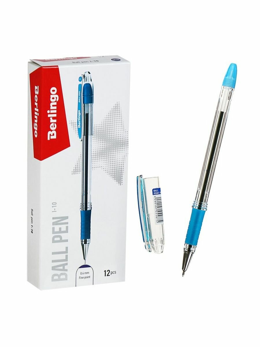 Ручка шариковая 0.4 мм I-10 чернила синие грип