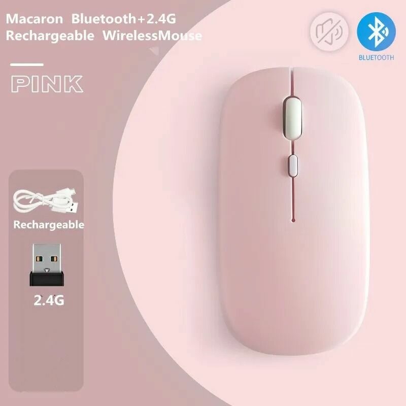 Беспроводная Bluetooth-мышь Macaron, розовая