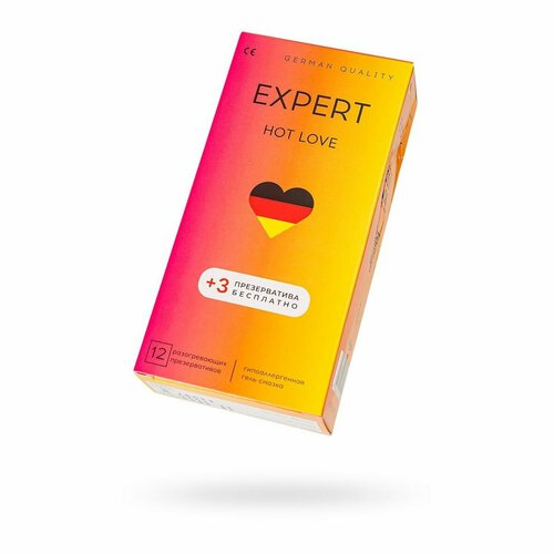 Презервативы EXPERT Hot Love Germany 12шт +(3 бесплатно), с разогревающим эффектом
