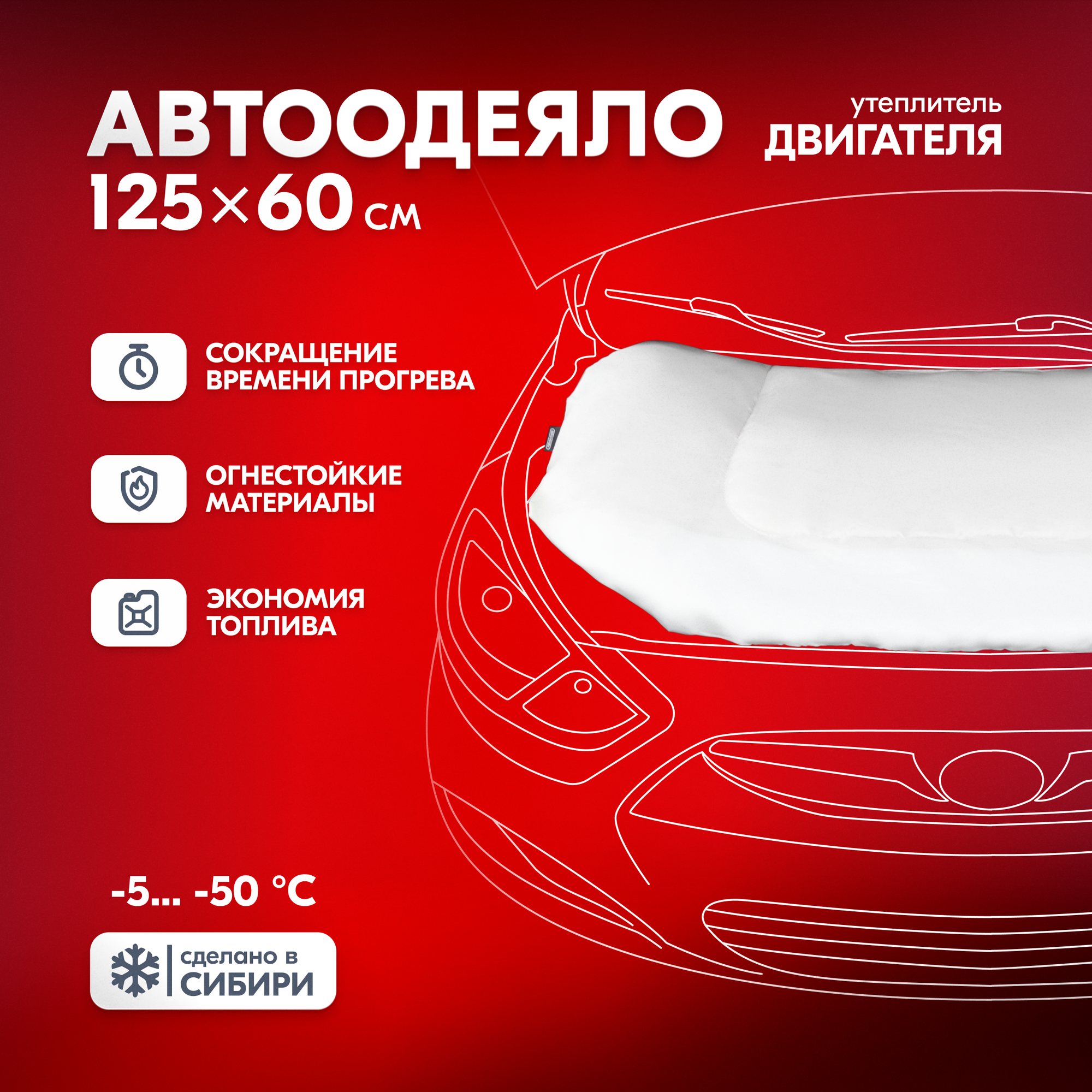 Утеплитель двигателя 125*60см XS SKYWAY стекловолокно ASH-125C