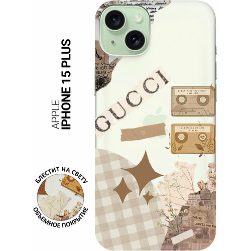 Силиконовый чехол на Apple iPhone 15 Plus / Эпл Айфон 15 Плюс с рисунком GUCCI Stickers силиконовый чехол на apple iphone 15 эпл айфон 15 с рисунком beatles stickers