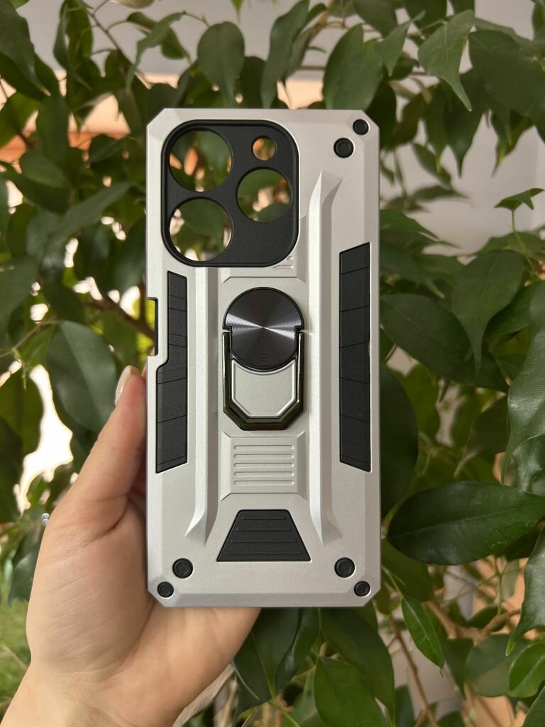 Чехол противоударный для Tecno Spark 10 Pro / Техно Спарк 10 Про military (Серебристый)