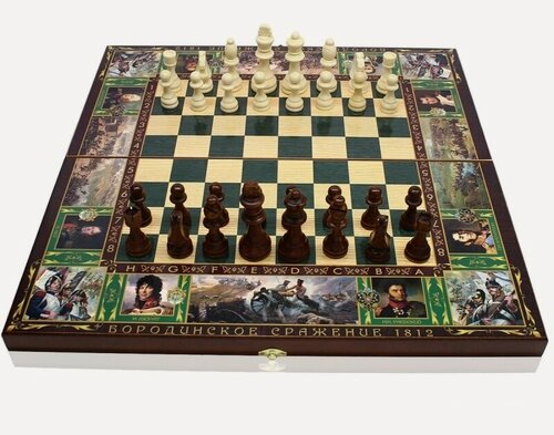 Изображение товара Игровой набор три в одном "Бородино" (нарды, шахматы, шашки)
