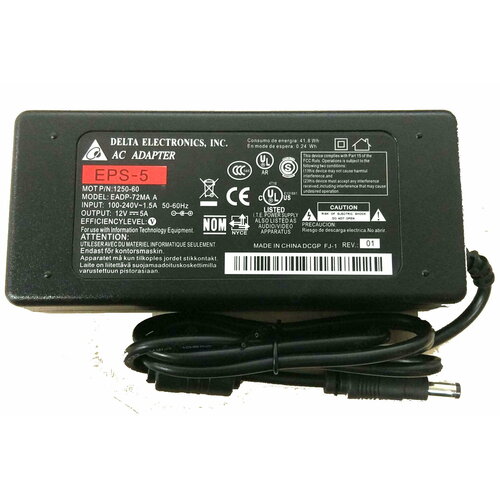 Блок питания для монитора 12V 5A 60W 55x25мм с сетевым кабелем ORG Delta Electronics 94400₽