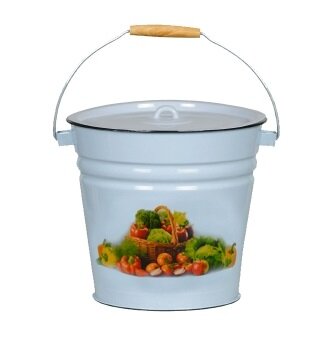 фото Ведро эмаль 12Л С крышкой серо-голуб сентябрь 1С28С череповец