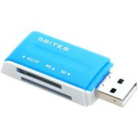 Картридер внешний 5Bites RE2-100BL (USB2.0), для считывания SD, TF-microSD синий