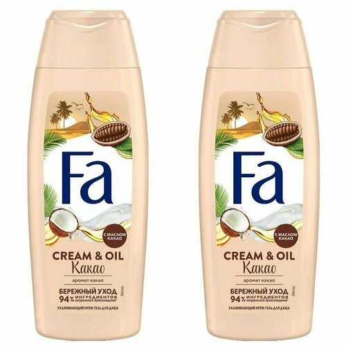 Fa Гель для душа "Cream & Oil", с маслом кокоса и ароматом какао, бережный уход, 250 мл, 2 шт