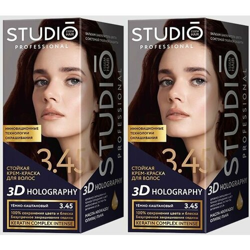 Studio Professional Essem Hair Крем-краска стойкая для волос 3.45 Темно-каштановый 115мл, 2шт