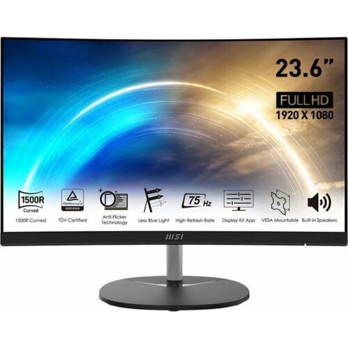 Монитор MSI 23.8 Pro MP241CA черный VA LED 1ms 16:9 HDMI M/M матовая 250cd 178гр/178гр 1920x1080 75Hz DP FHD 4.1кг