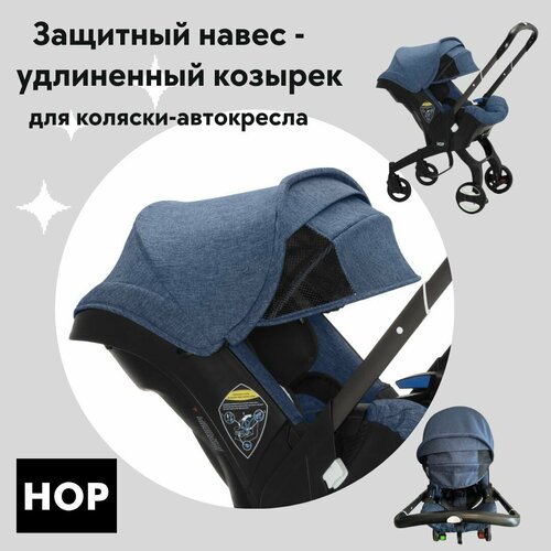 детское пончо для кормления многофункциональный чехол для детского автокресла навес чехол для корзины коляски мультяшный принт Защитный навес-удлиненный козырек для коляски-автокресла - Blue (синий)