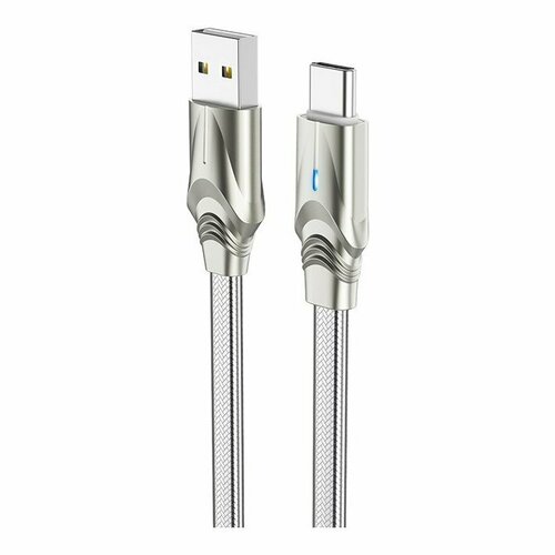 Дата-кабель Borofone BU12 USB-Type-C (3 А) 1 м, серебро дата кабель borofone bx85 usb type c 1 м черный