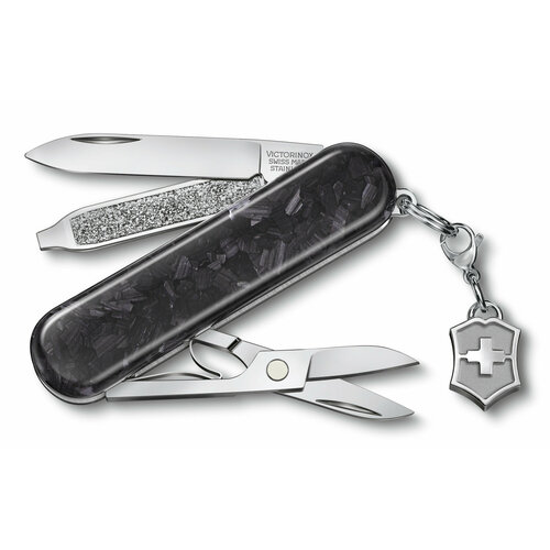 Нож перочинный Victorinox Classic Brilliant Carbon (0.6221.90) 58мм 5функц. черный/серебристый подар. коробка victorinox 4 1858 серебристый