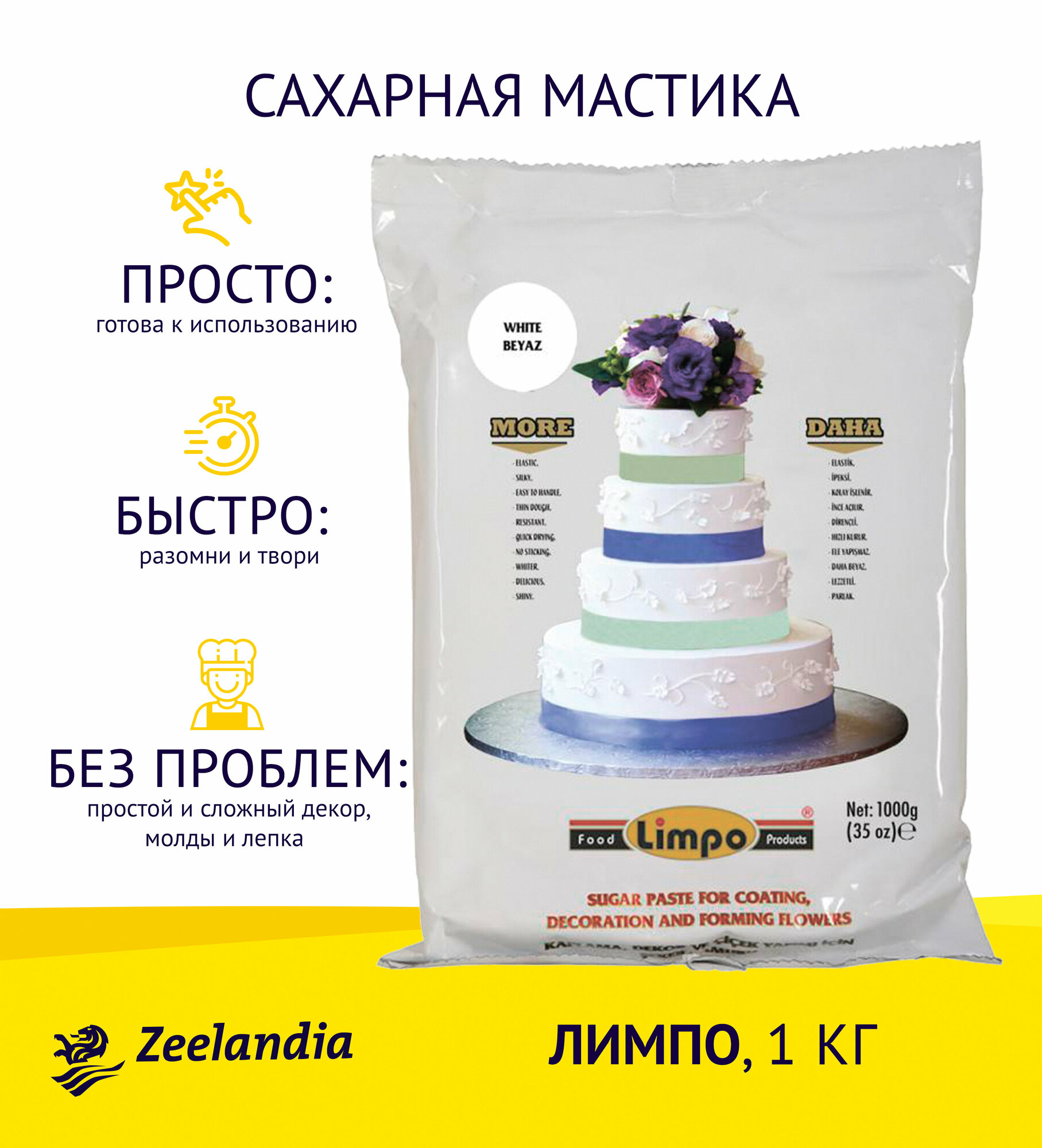 Мастика Лимпо сахарная красная, 1кг, Зиландия