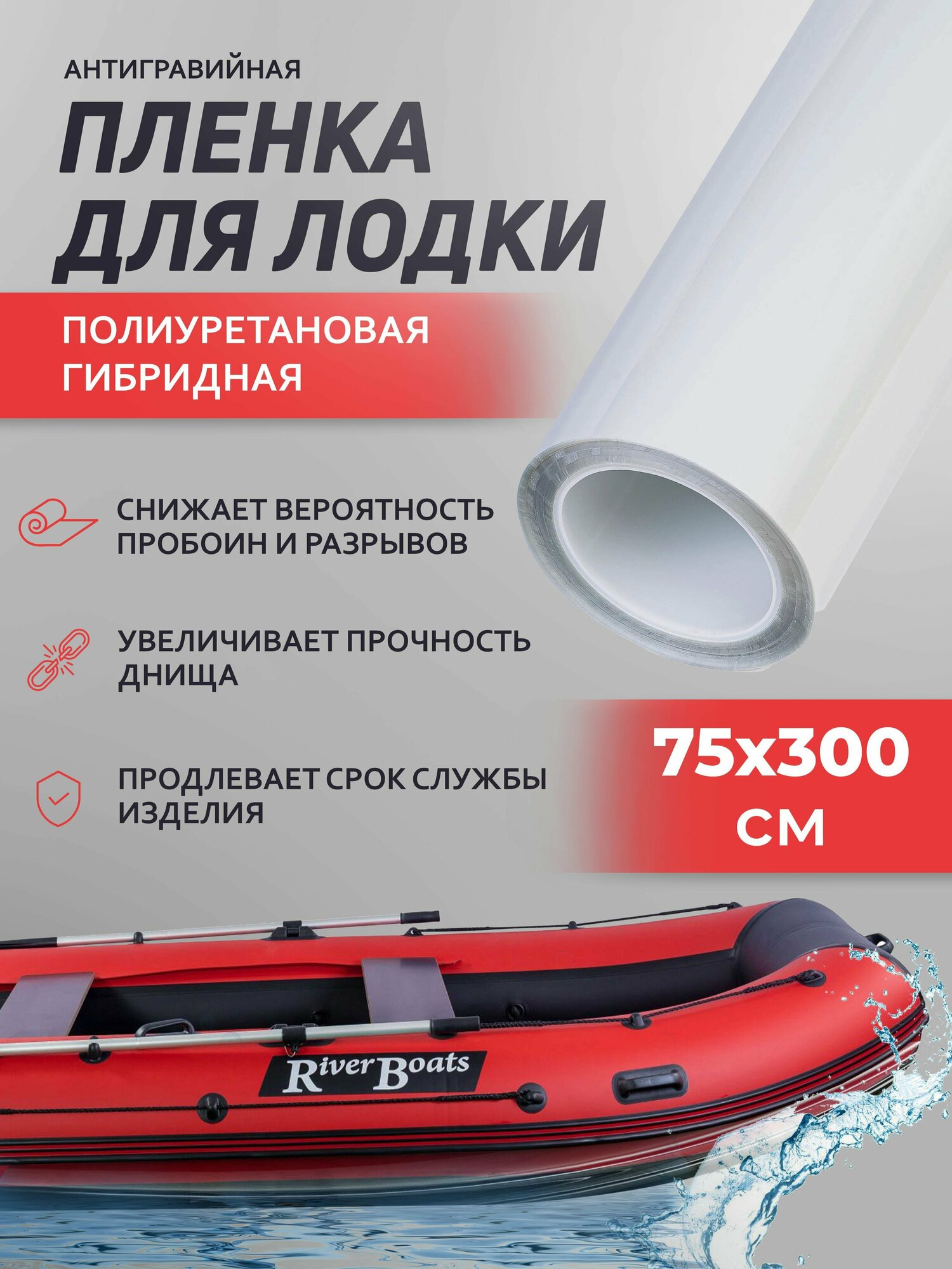 фото Антигравийная пленка полиуретановая. Защитная пленка (гибридная глянцевая) 100х300 см. Цвет: прозрачный.