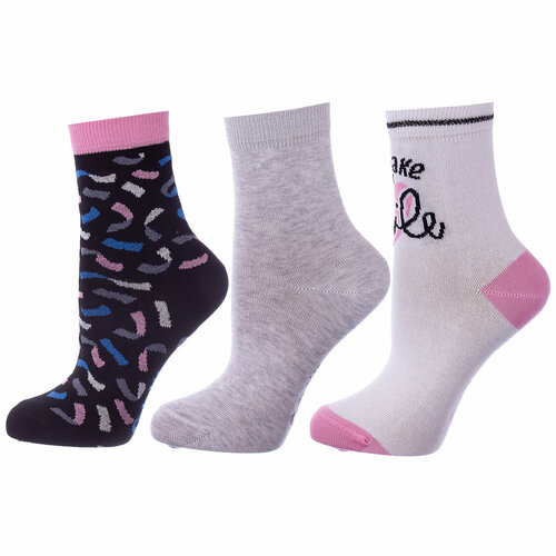 фото Носки conte 3 пары, размер 22, белый, черный