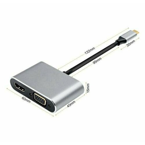 Адаптер Переходник USB 3.1- C на HDMI и VGA / Type-C / Multiport Adapter адаптер apple mj1l2zm a usb c vga multiport adapter