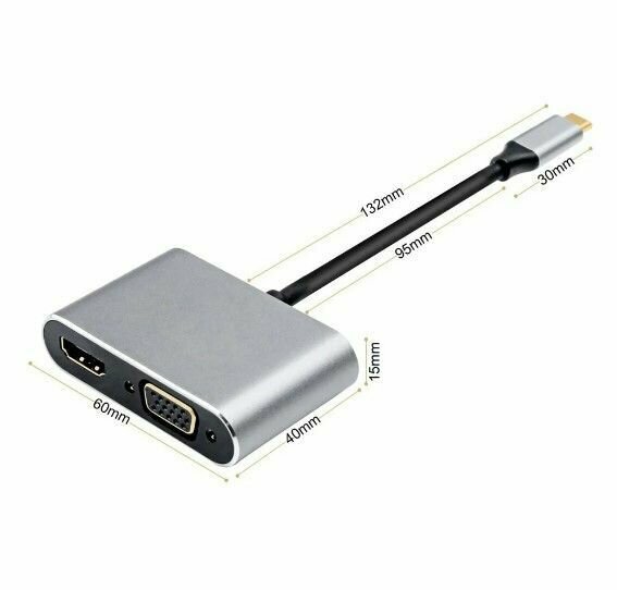Адаптер Переходник USB 3.1- C на HDMI и VGA / Type-C / Multiport Adapter