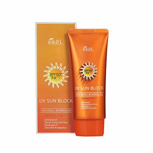 Ekel Крем солнцезащитный с экстрактом алоэ - UV sun block SPF50/PA+++, 70г ekel солнцезащитный крем с экстрактом алоэ uv sun block spf 50 pa 70мл