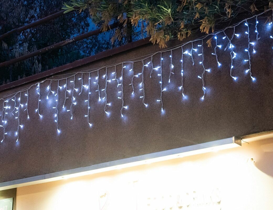 Светодиодная гирлянда м, 490 холодных белых LED ламп, контроллер, белый ПВХ, IP44, Kaemingk (Lumineo)