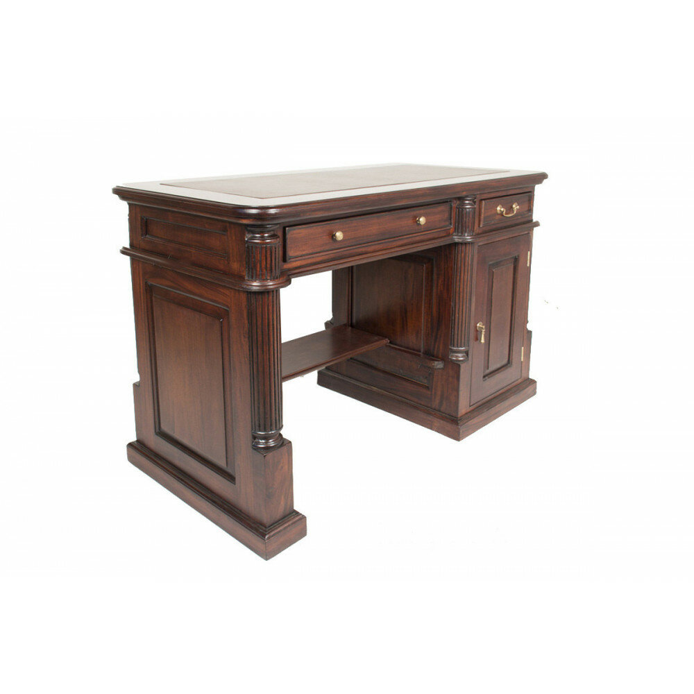 фото Компьютерный стол, с столешницей из натуральной кожи коричневого цвета