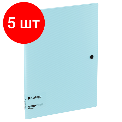 Комплект 5 шт, Папка на кнопке Berlingo Instinct А4, пластик, 600мкм, аквамарин папка конверт на кнопке berlingo instinct а5 180мкм аквамарин упаковка 10 шт