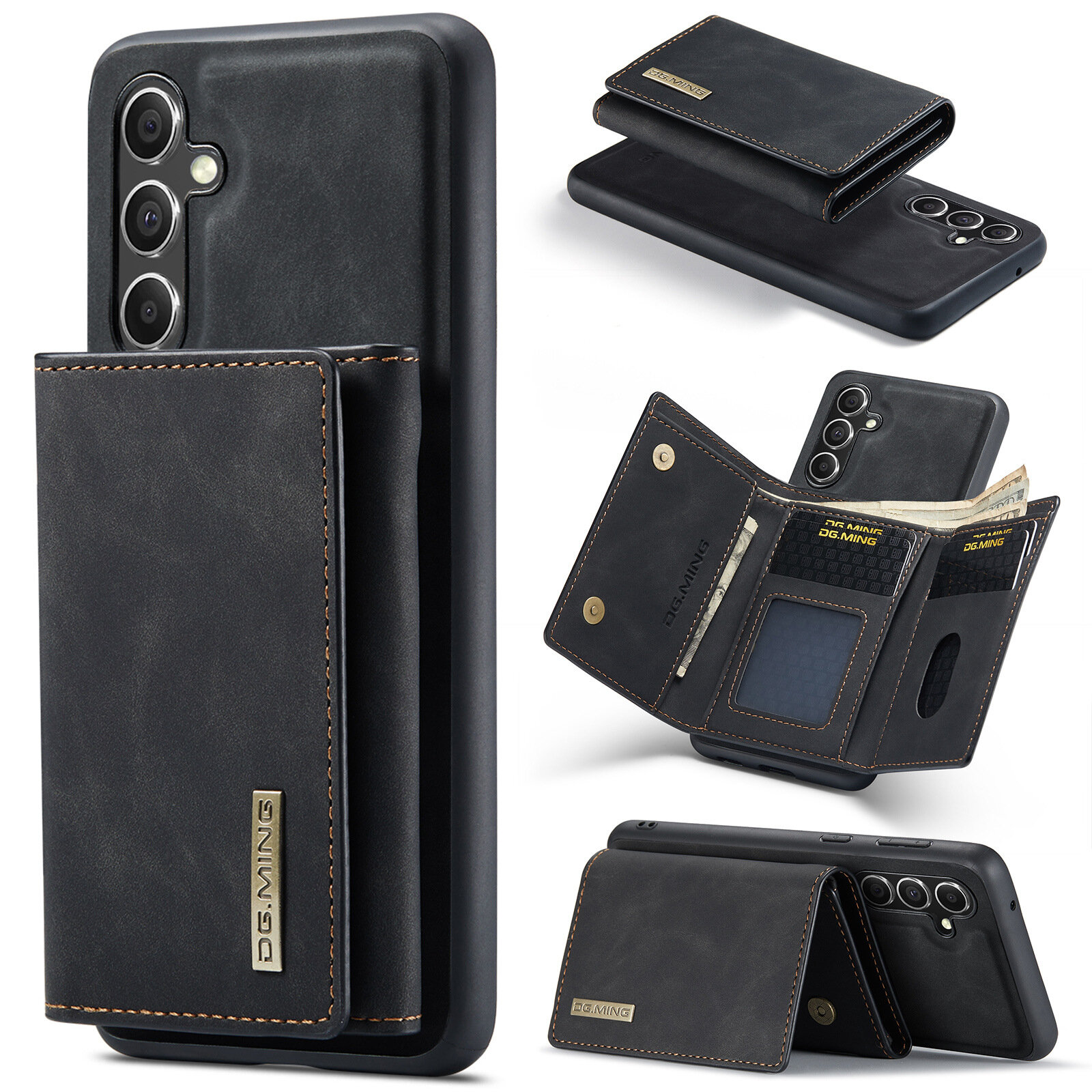 Чехол-портмоне MyPads Elegante Pochette из качественной кожи на силиконовой основе для Samsung Galaxy S23 FE, с визитницей и внешним бумажником на .