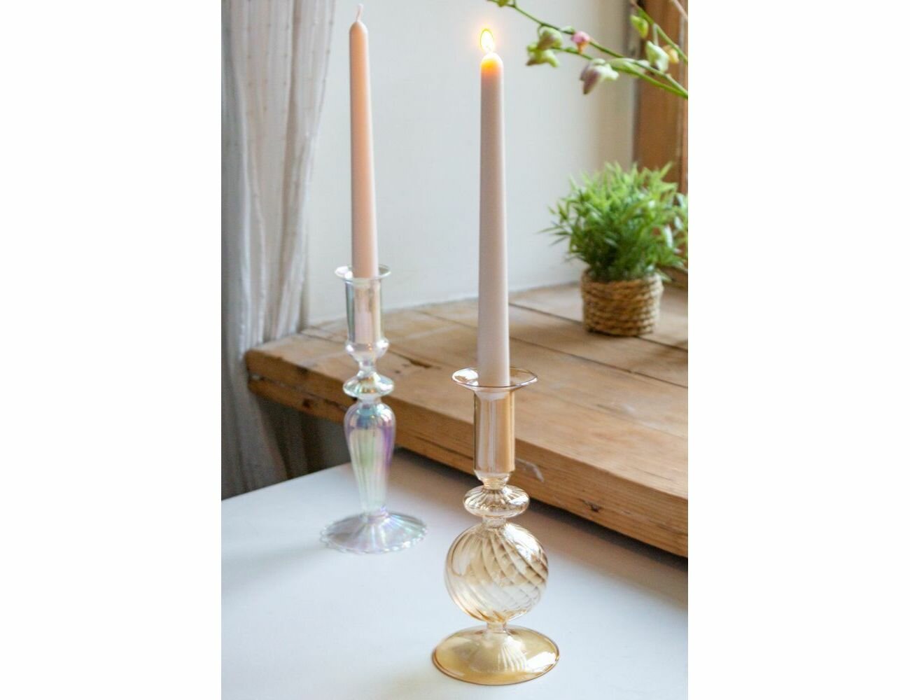 Подсвечник для столовой свечи риге сфера, стекло, янтарный, 19 см, EDG 107225-47