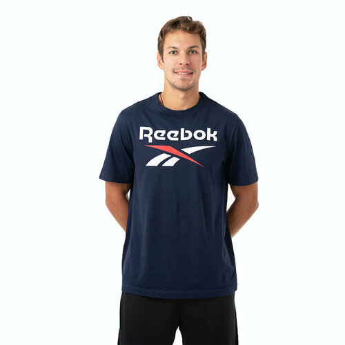 футболка для фитнеса reebok burnout t shirt силуэт прямой размер l синий Футболка спортивная Reebok, размер XL, синий
