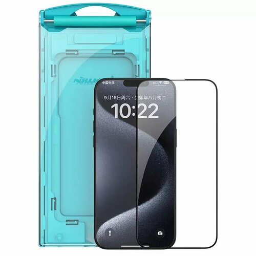 maestro tempered glass protecter iphone 15 Защитное стекло с установочным комплектом Nillkin EZ SET Tempered Glass для Apple iPhone 15, с черной рамкой