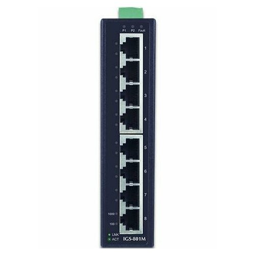 PLANET IP30 Slim type 8-Port Industrial Manageable Gigabit Ethernet Switch -40 to 75 degree C 2383600₽