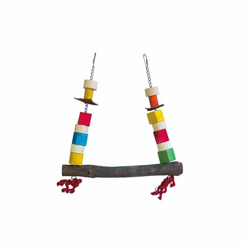 Игрушка для птиц SkyRus Деревянные качели с цветными блоками, 34х30см игрушка для птиц skyrus спираль с колокольчиком фиолетовая 20х5 5х19 5см
