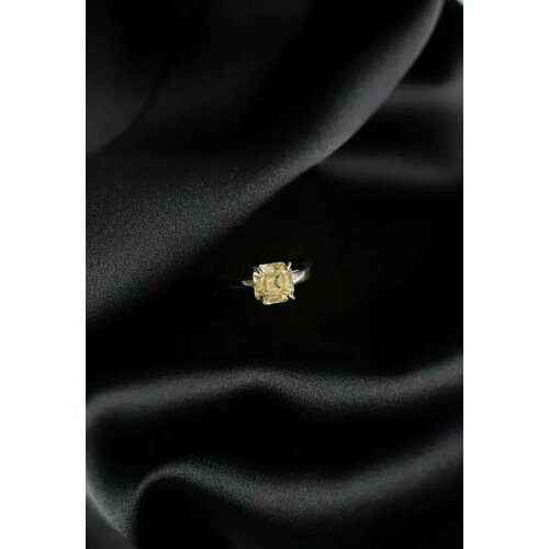 Кольцо Tosya, серебро, 925 проба, фианит, размер 17.5, желтый