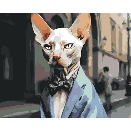 картина по номерам на холсте кошка сфинкс 2218 40x60 Картина по номерам на холсте Кот сфинкс в костюме 40х50
