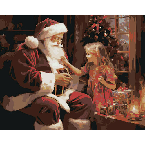 Картина по номерам Дед Мороз и девочка 40x50 картина по номерам дед мороз в зимнем лесу 40x50