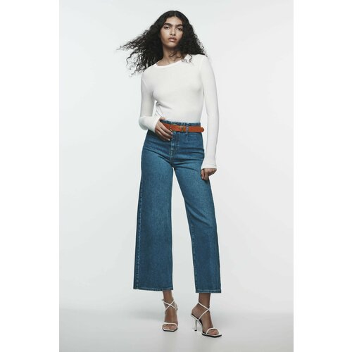 Джинсы Zara, размер EU 32 (US 25), синий укороченные джинсы с высокой талией guess оранжевый