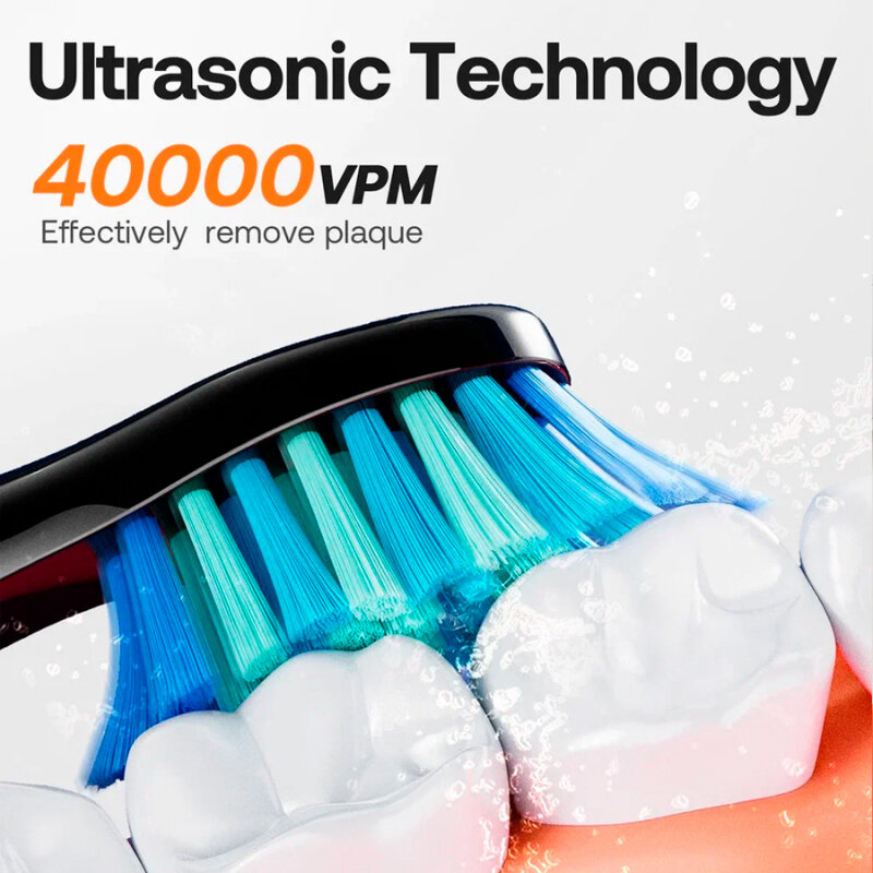 Набор электрических зубных щеток BITVAE D2 Daily Toothbrush (2 подставки + 8 насадок + 2 колпачка для насадок) GLOBAL, белая и черная — фото 5