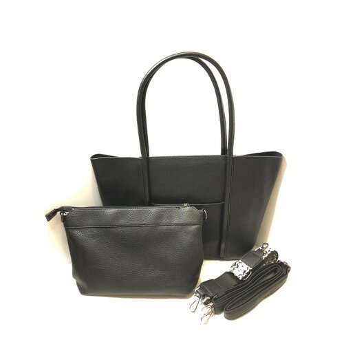 комплект сумок шоппер фактура матовая черный Комплект сумок шоппер , фактура зернистая, матовая, черный